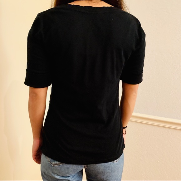 Y2K Ralph Lauren black short sleeve boat neck top M - Picture 4 of 6